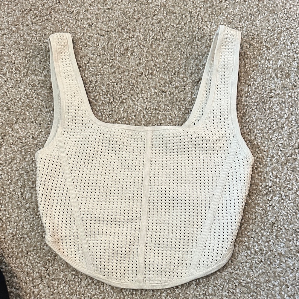 Aritzia Babaton Cream Crochet Crop Top